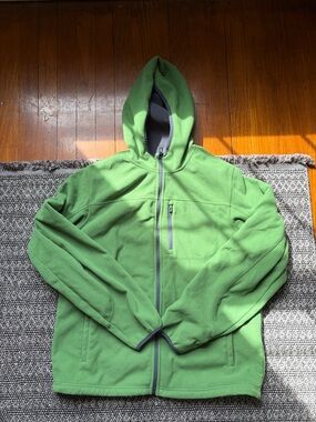 LL Bean Men’s Medium Green Full-Zip Hooded Fleece Jacket